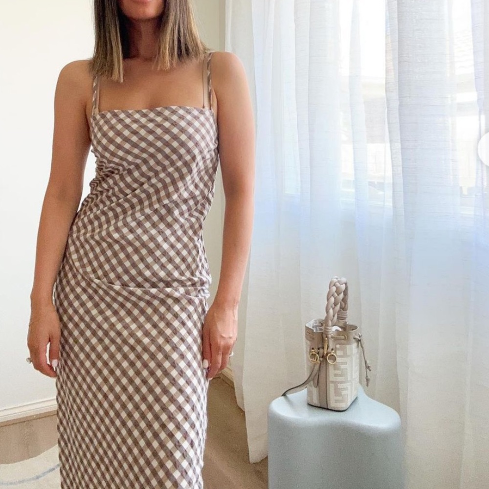 Gingham midi slip dress